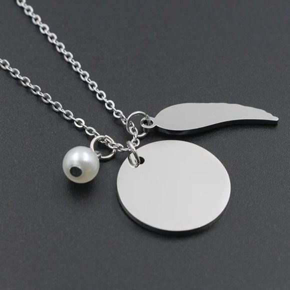 "A Piece of My Heart Lives in Heaven" 18k Gold Wing Necklace - Picture 3 of 10